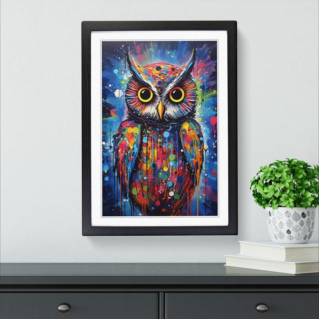 Owl Abstract - Single Picture Frame Print on Wood Big Box Art Frame Colour: Black Framed, Size: 34cm H x 25cm W x 2cm D on Productcaster.