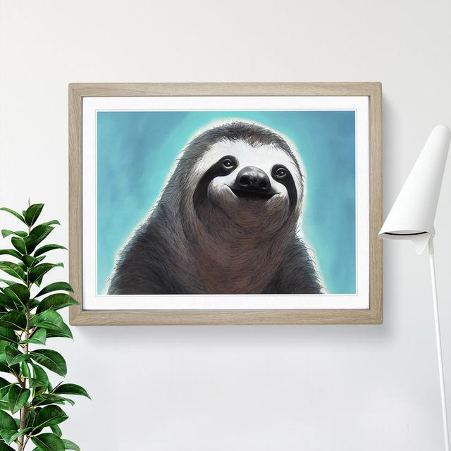 Sloth Portrait Vol.3 - Single Picture Frame Print 17 Stories Size: 34cm H x 46cm W x 2cm D, Frame Colour: Oak on Productcaster.