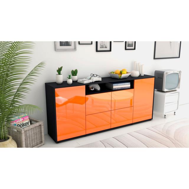 Fauntleroy Sideboard Latitude Run Body/Front colour: Black/High gloss orange on Productcaster.