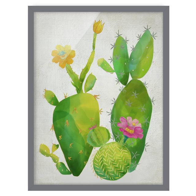 Cactus Family Pink Yellow - Picture Frame Graphic Art Latitude Vive Size: 70cm H x 50cm W x 2cm D, Frame Option: Grey on Productcaster.