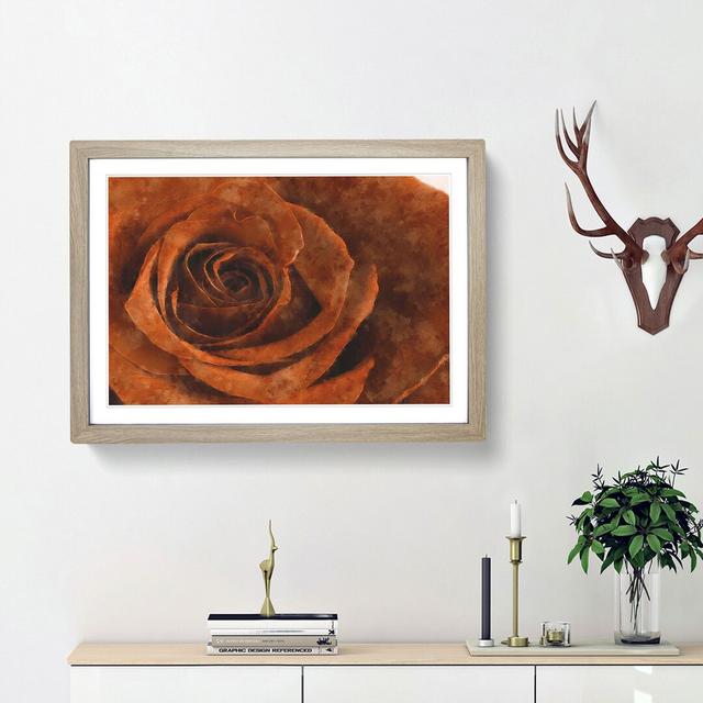 Orange Rose - Picture Frame Graphic Art Print East Urban Home Size: 62cm H x 87cm W x 2cm D, Frame Option: Oak Framed on Productcaster.