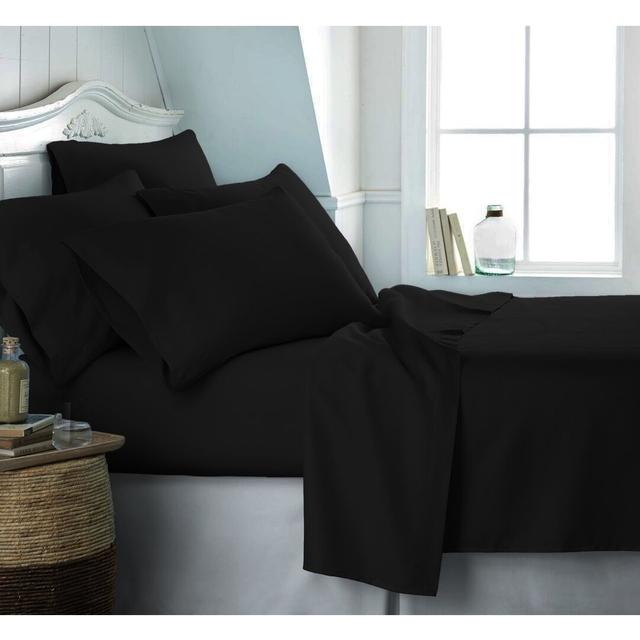 Deyna 400 Thread Count Plain Pillowcase (Set of 2) Ebern Designs Colour: Black on Productcaster.