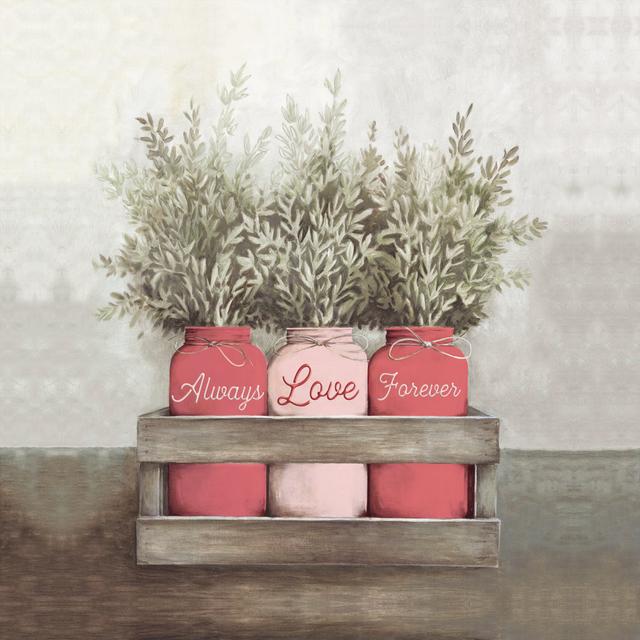 Valentines Greenery 2 - Wrapped Canvas Painting Brambly Cottage Size: 76cm H x 76cm W x 3.8cm D on Productcaster.