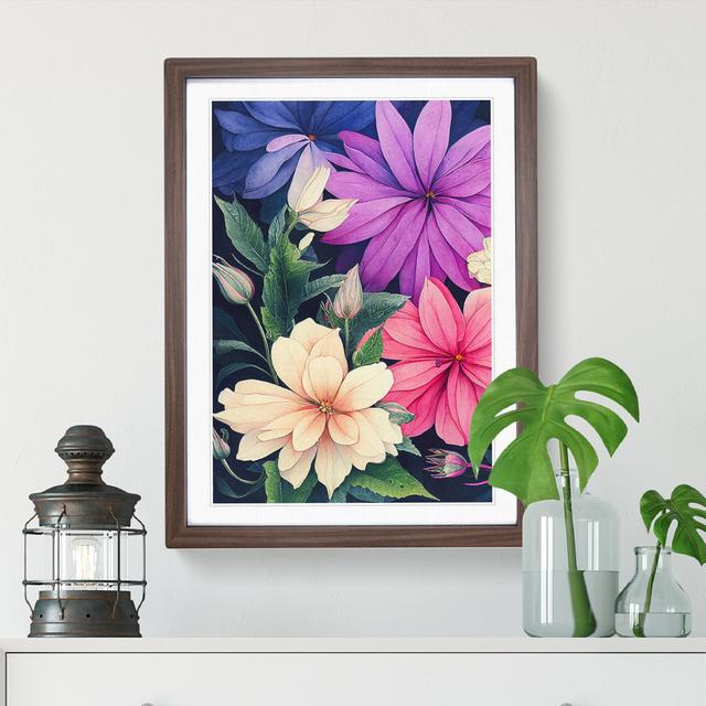 Water Painted Flowers No.5 - Picture Frame Graphic Art Marlow Home Co. Size: 64cm H x 46cm W, Format: Walnut Framed on Productcaster.