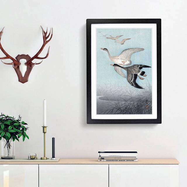 Great Geese in Flight by Ohara Koson - Picture Frame Painting Print on MDF East Urban Home Size: 65cm H x 48cm W x 2cm D, Frame Option: Black Framed on Productcaster.