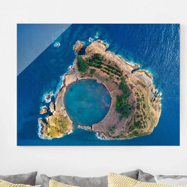 The Island of Vila Franca Do Campo Aerial View - Photograph Print on Glass East Urban Home Size: 75cm H x 100cm W x 0.4 cm D on Productcaster.