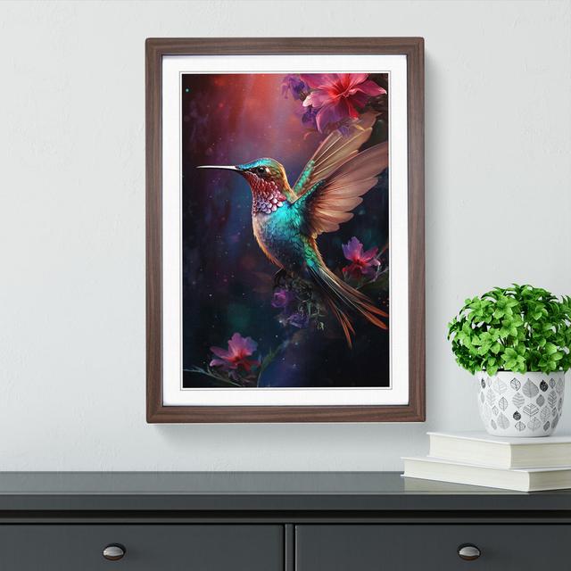 Hummingbird Digital No.2 - Single Picture Frame Print on Wood Marlow Home Co. Format: Walnut Framed, Size: 64cm H x 46cm W x 2cm D on Productcaster.