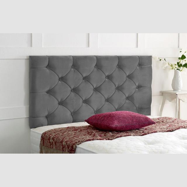 Carter-Mills Upholstered Headboard 17 Stories Size: Small Double (4'), Colour: Grey on Productcaster.