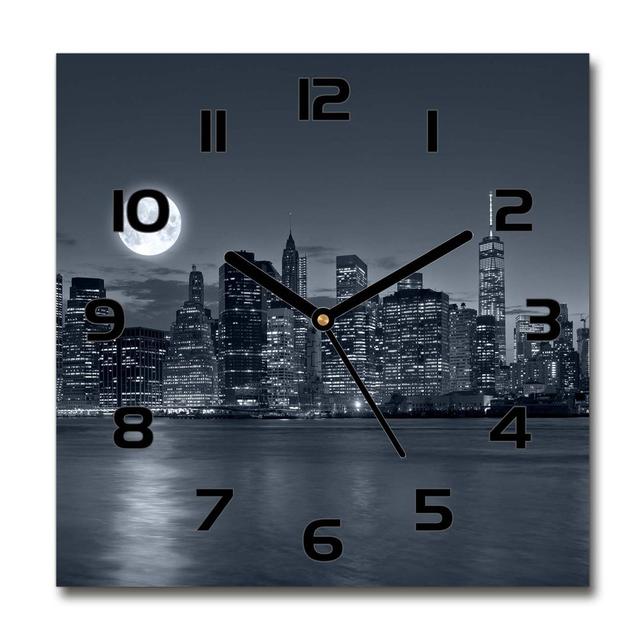 Analoge Wanduhr Jibreel New York by Night 60 cm Geräuschlos East Urban Home Farbe: Schwarz on Productcaster.