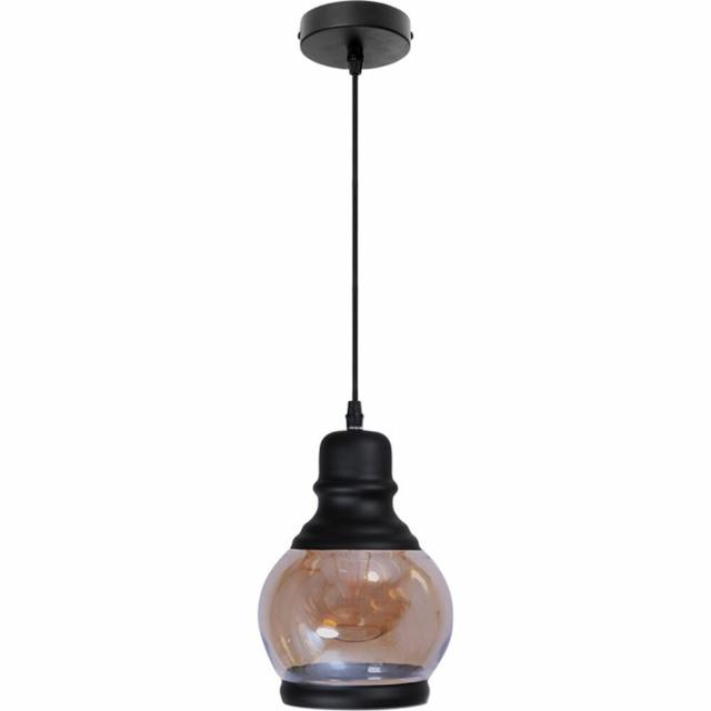 Single Pendant Light in Black with Glass Shade by George Oliver on Productcaster.