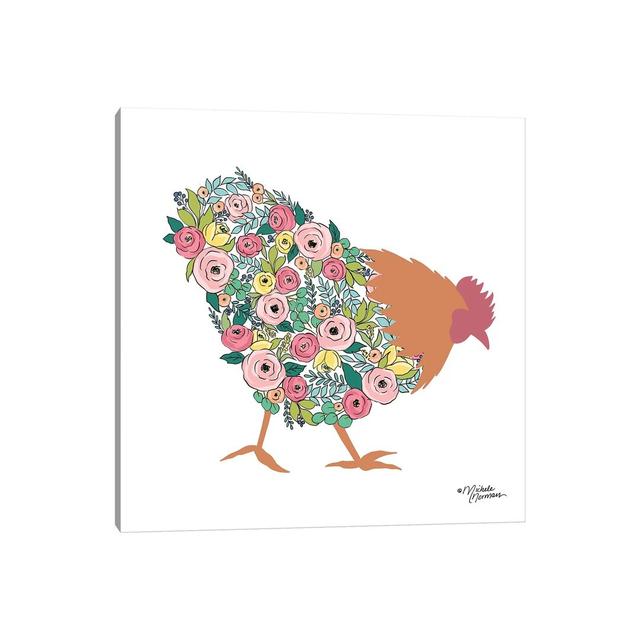 Floral Rooster by Michele Norman - Wrapped Canvas Gallery-Wrapped Canvas Giclée Brambly Cottage Size: 93.98cm H x 93.98cm W x 1.91cm D on Productcaster.