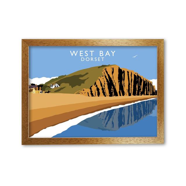 West Bay Dorset' by Richard O'Neill - Graphic Art Print on Paper 17 Stories Format: Honey Oak Framed, Size: 29.7cm H x 42cm W x 3cm D on Productcaster.