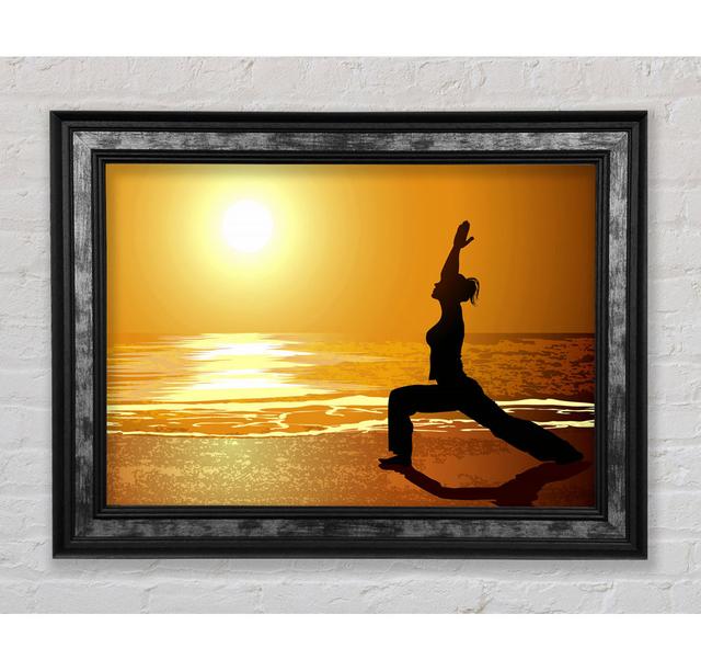 Yoga Sunset Framed Print House of Hampton Format: Natural Framed Paper, Size: 21cm H x 29.7cm W x 8cm D on Productcaster.