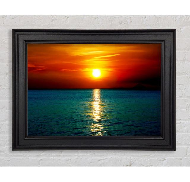 As The Sun Goes Down Over The Turquoise Ocean Framed Print Highland Dunes Size: 29.7cm H x 42cm W on Productcaster.