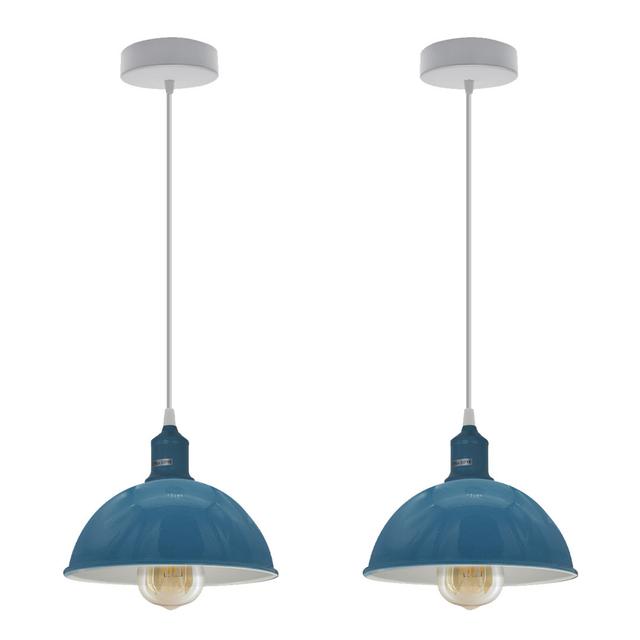 Gingras 2-Light Single Dome Pendant (Set of 2) Breakwater Bay Bulb Included: Yes, Shade Colour: Cyan Blue on Productcaster.