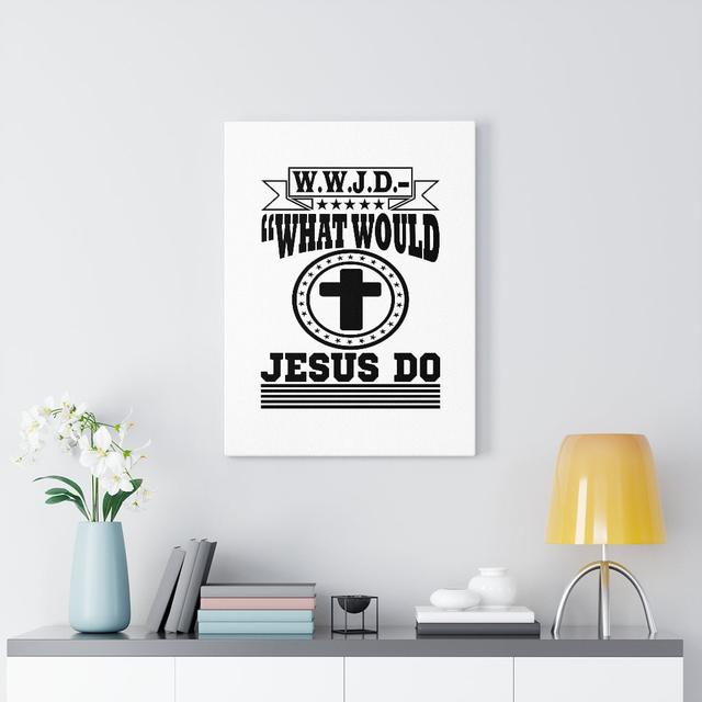 What Would Jesus Do - Wrapped Canvas Typography Blue Elephant Size: 76cm H x 61cm W on Productcaster.