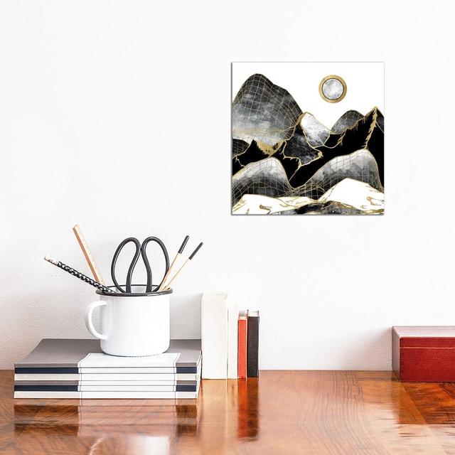 Minimal Black and Gold Mountains - Graphic Art Print on Canvas Fairmont Park Format: Wrapped Canvas, Size: 30.48cm H x 30.48cm W x 1.91cm D on Productcaster.