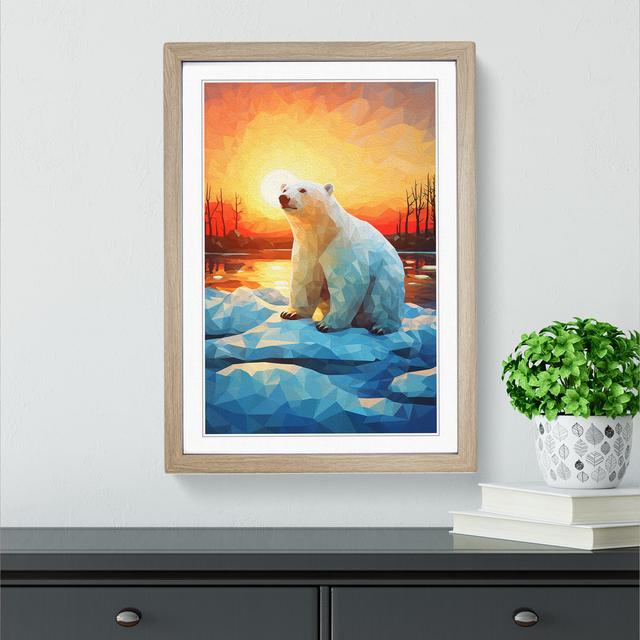 Polar Bear Cubism - Single Picture Frame Print on Wood Alpen Home Format: Oak Framed, Size: 34cm H x 25cm W x 2cm D on Productcaster.