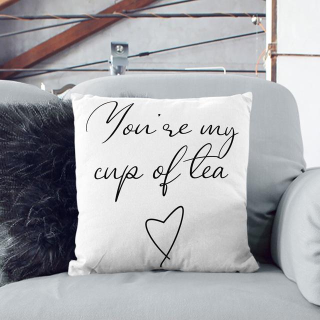 My Cup of Tea Typography Scatter Cushion with Filling East Urban Home Size: 40cm H x 40cm W x 15cm D, Backing Colour: Stone on Productcaster.