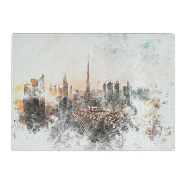 Tempered Glass Burj Khalifa Dubai Skyline Chopping Board East Urban Home Size: 28.5 cm x 39 cm on Productcaster.