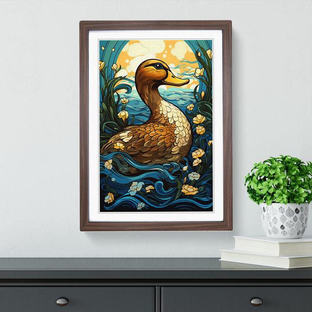 Duck Nouveau - Single Picture Frame Print on Wood Brambly Cottage Size: 64cm H x 46cm W, Format: Walnut Framed on Productcaster.