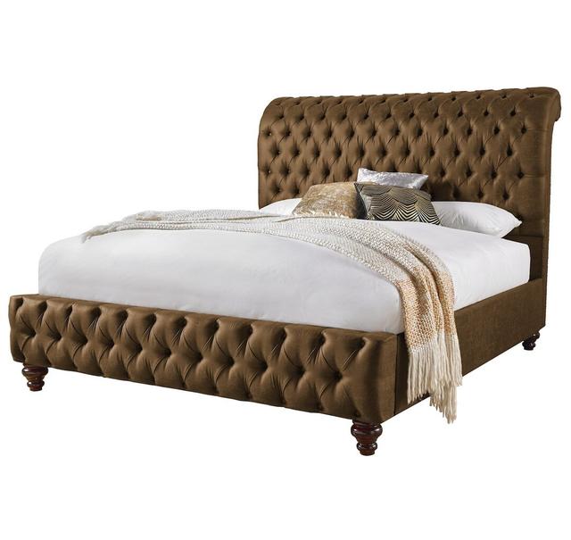 Landen Upholstered Bed Frame Etta Avenue Size: Single (3'), Colour: Silver Crush on Productcaster.