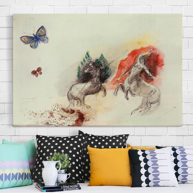 Battle of the Centaurs by Odilon Redon - Wrapped Canvas Art Prints Maturi Size: 60cm H x 90cm W on Productcaster.