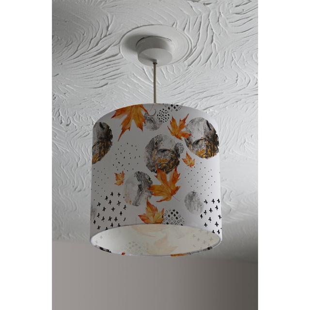 Maple Leaves & Marbled Circles Cotton Drum Lamp Shade Ebern Designs Size: 22cm H x 25cm W x 25cm D on Productcaster.