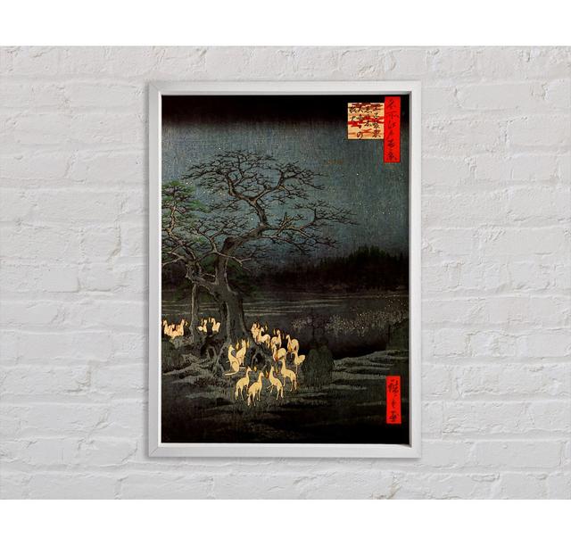 Hiroshige Fire Foxes Framed Print Rosalind Wheeler Size: 84.1cm H x 118.9cm W on Productcaster.