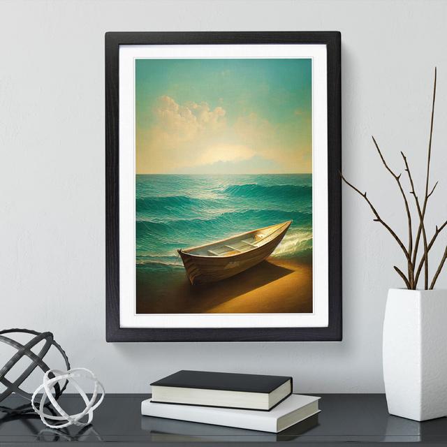 Boat on the Beach - Picture Frame Graphic Art House of Hampton Frame Colour: Black, Size: 34cm H x 25cm W x 2cm D on Productcaster.