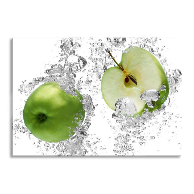 Glass picture | Mural on real glass Juicy Green Apples in Water Including Hangers and Spacers 6425 Brayden Studio Size: 60cm H x 80cm W on Productcaster.