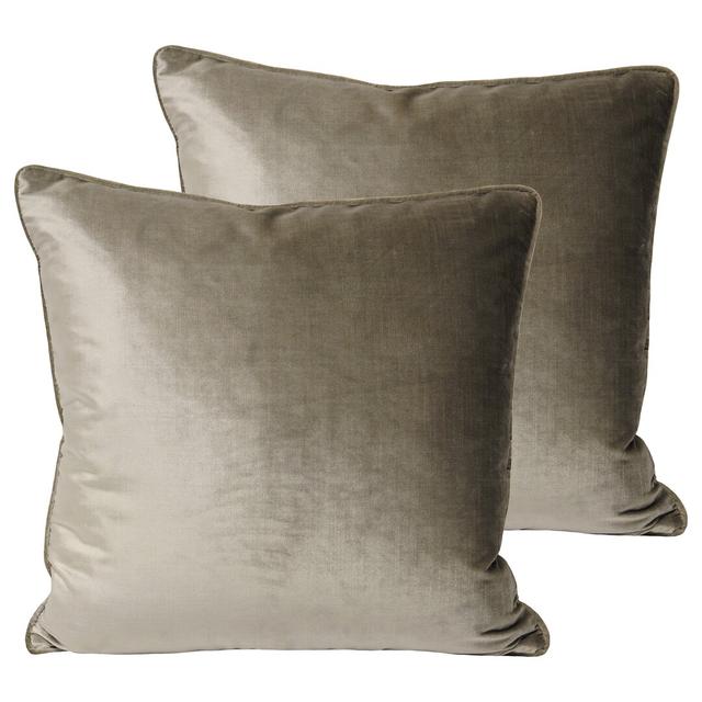 Square Throw Cushion With Filling (Set of 2) Paoletti Colour: Mink, Fill Material: Feather on Productcaster.