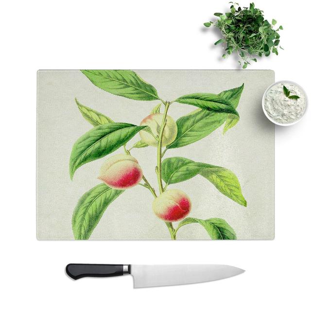 Glass Illustration of Peaches Chopping Board East Urban Home Size: 28.5 cm W x 20 cm L on Productcaster.