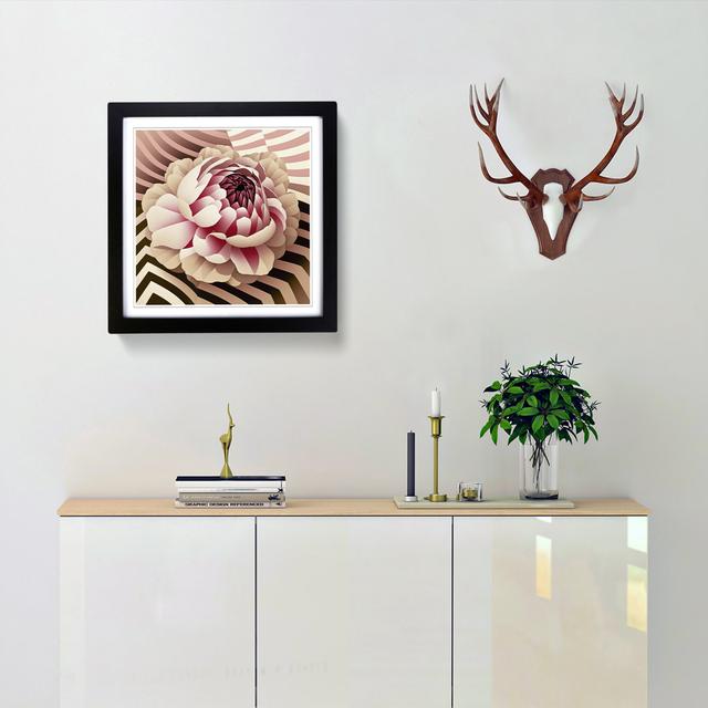 Peony Flower Op Art - Single Picture Frame Print on Wood Marlow Home Co. Format: Black on Productcaster.