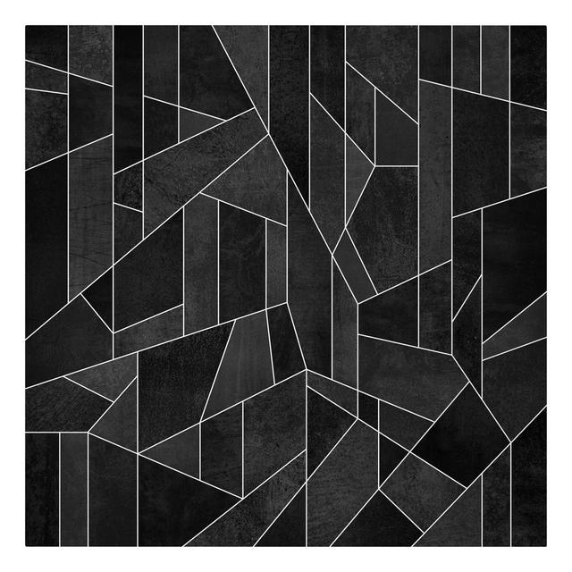 Black and white geometry watercolor Ivy Bronx Frame Option: Grey, Size: 70cm H x 70cm W, Format: 330g/m³ Recycled canvas on Productcaster.