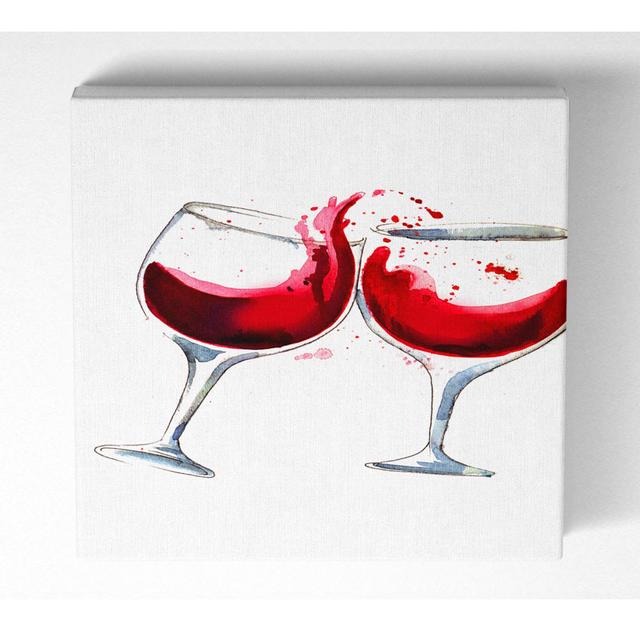 Red Wine Lovers - Wrapped Canvas Art Prints Marlow Home Co. Size: 101.6cm H x 101.6cm W x 10cm D on Productcaster.