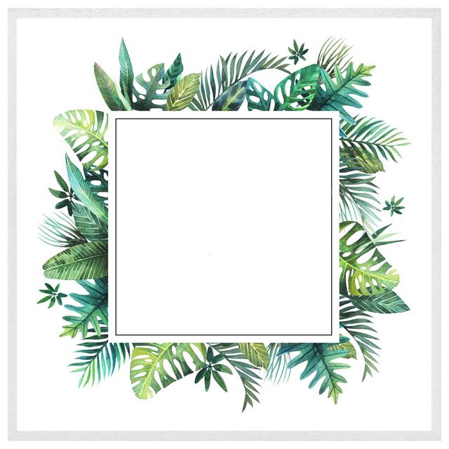 Trego Square Botanical Border - Single Picture Frame Print 17 Stories Size: 61cm H x 61cm W x 4cm D, Format: White Framed on Productcaster.