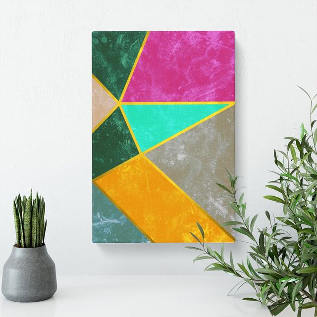 Modern Shapes with Gold - Wrapped Canvas Graphic Art East Urban Home Size: 91cm H x 60cm W x 3cm D on Productcaster.