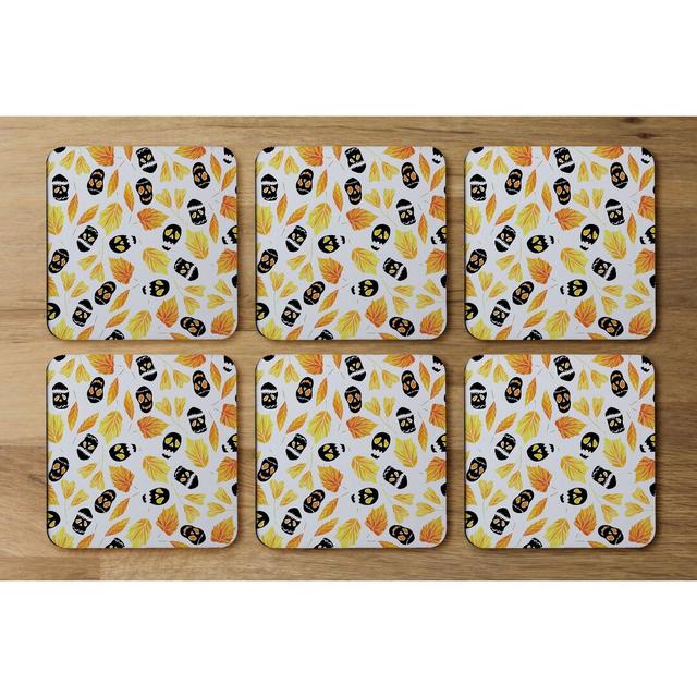 Autumn Leaves and Halloween Skulls Coaster (Set of 6) Brambly Cottage on Productcaster.