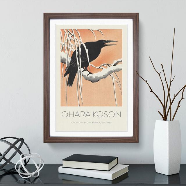 Crow on a Snowy Branch by Ohara Koson - Picture Frame Graphic Art East Urban Home Frame Option: Walnut Framed, Size: 36cm H x 27cm W x 2cm D on Productcaster.