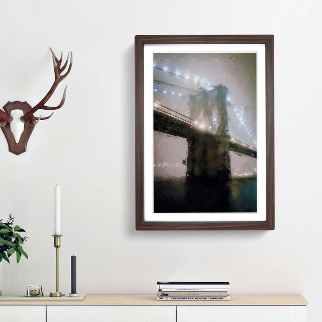 Lights of Brooklyn Bridge in Abstract - Picture Frame Graphic Art Print East Urban Home Frame Option: Walnut Framed, Size: 87cm H x 62cm W x 2cm D on Productcaster.