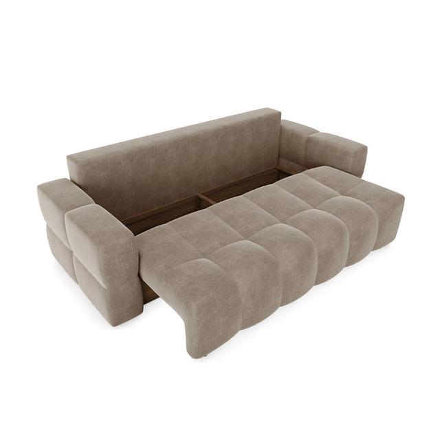 Aynura 247Cm Velvet Square Arm Sofa Bed Brayden Studio Upholstery Colour: Taupe on Productcaster.