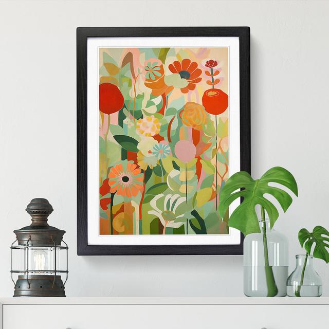 FRM-V0523-956X Flowers Orphism Style Vol.9 - Picture Frame Graphic Art ClassicLiving Format: Walnut, Size: 64cm H x 46cm W x 2cm D on Productcaster.