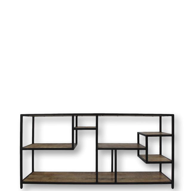 Open shelf cabinet Levels-160x38x80-Natural/Black-Mango/Metal Williston Forge on Productcaster.