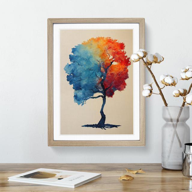 Tree No.4 - Picture Frame Painting Marlow Home Co. Size: 46cm H x 34cm W x 2cm D, Frame Colour: Oak on Productcaster.