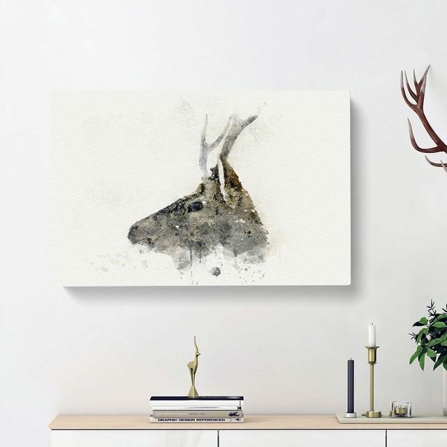 Young Elk In Abstract - Wrapped Canvas Painting East Urban Home Size: 40cm H x 60cm W x 3cm D on Productcaster.