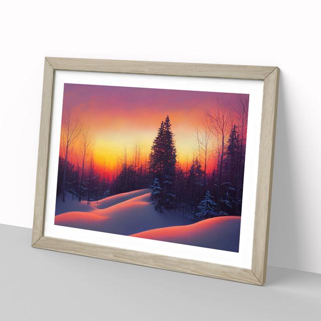 Winter Forest Sunset Vol.3 - Picture Frame Graphic Art Alpen Home Size: 34cm H x 46cm W x 2cm D, Format: Oak Framed on Productcaster.