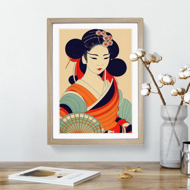 Vintage Geisha No.5 - Picture Frame Graphic Art Latitude Vive Size: 34cm H x 25cm W x 2cm D, Frame Colour: Oak Framed on Productcaster.