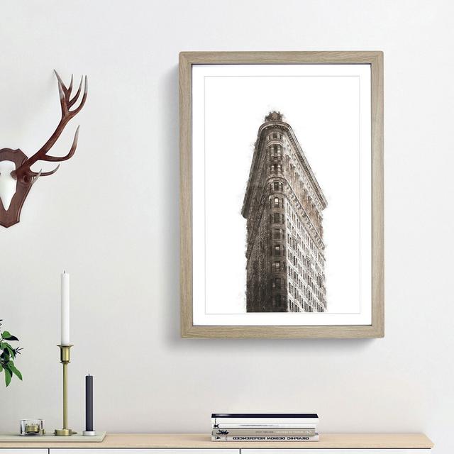 Flatiron Building in New York City - Picture Frame Painting Print East Urban Home Frame Option: Oak Framed, Size: 87cm H x 62cm W x 2cm D on Productcaster.