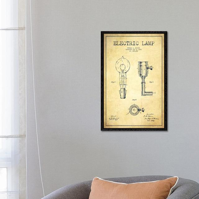 Electric Lamp Vintage Patent Blueprint by Aged Pixel - Gallery-Wrapped Canvas Giclée on Canvas Williston Forge Size: 66.04cm H x 45.72cm W, Format: Bl on Productcaster.